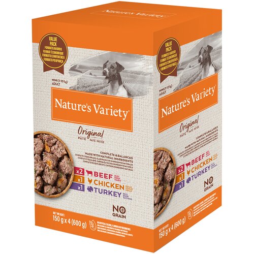  Me&scaron;ano pakiranje Nature's Variety Original Pat&eacute; No Grain Mini 8 x 150 g - Govedina, pi&scaron;čanec, puran Cijene