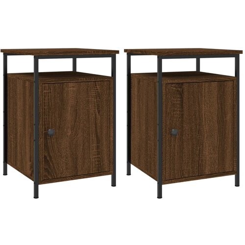 Maison Chic Dvo delni komplet Nočne omarice - Nočne mize rjavi hrast 40x42x60 cm inženirski les, (21687634) Slike