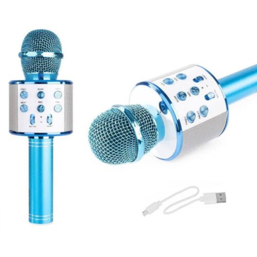Ltc Karaoke bluetooth mikrofon z zvočnikom ter RGB osvetlitvijo moder Cene