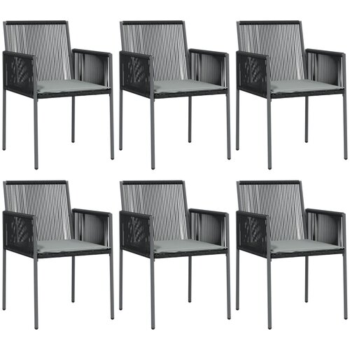  Vrtne stolice s jastucima 6 kom crne 54x60,5x83,5 cm poliratan Slike