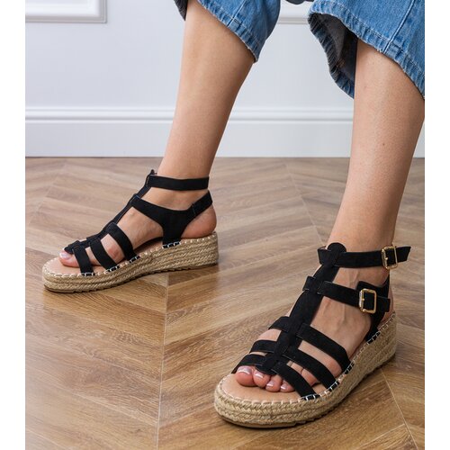 D/CEO Black espadrille slides with a bow Luvis Cene