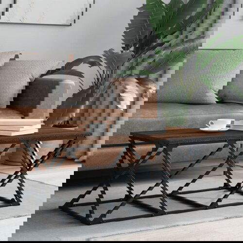 VidaXL Klubska mizica rjavi hrast 100x49x40 cm inženirski les Slike