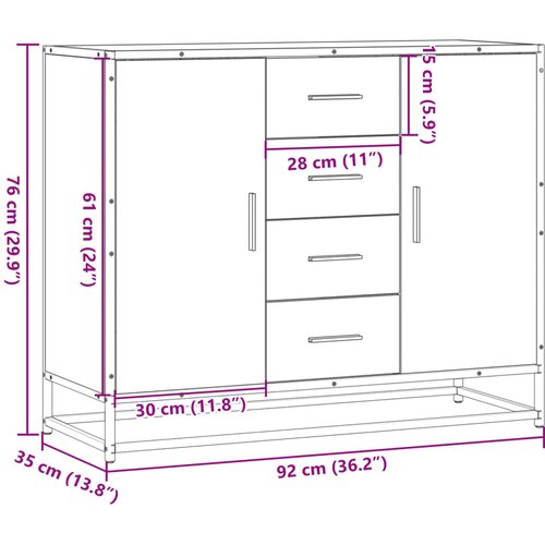  Komoda smeđi hrast 92x35x76 cm izrađeno drvo Slike