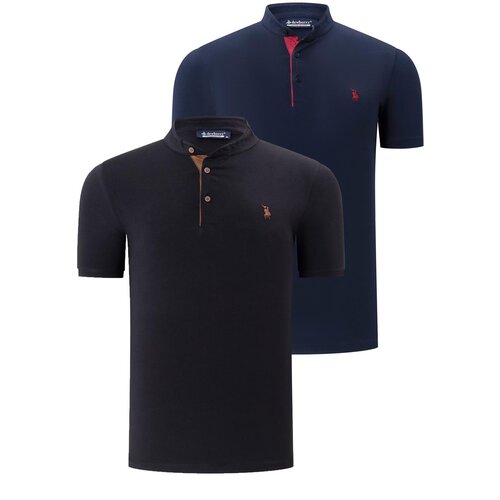 Dewberry DUO SET T8560 MENS T-SHIRT-NAVY BLUE - BLACK Slike
