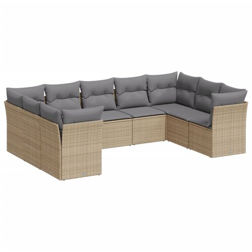  9-dijelni set vrtnih sofa s jastucima bež od poliratana 289 x 179 x 69 cm Slike