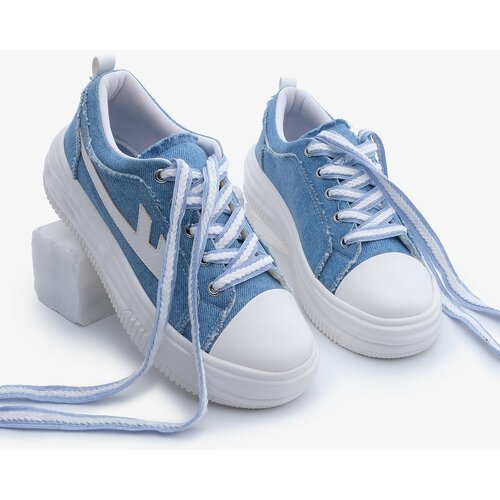 Marjin Women's Sneaker High Sole Lace Up Sneakers Arhes Blue Jeans Slike