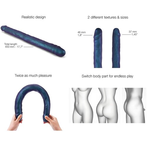 Strap-On-Me dvojni dildo (kovinsko modra) Cene