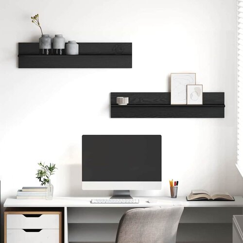  Polica na zidu s policom 2 pcs Crni hrast 80 x 11,5 x 18 cm Cijene