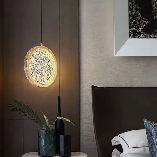 Toolight Viseća Kristalna Lampa LED LHJ100-1CP Złota Slike