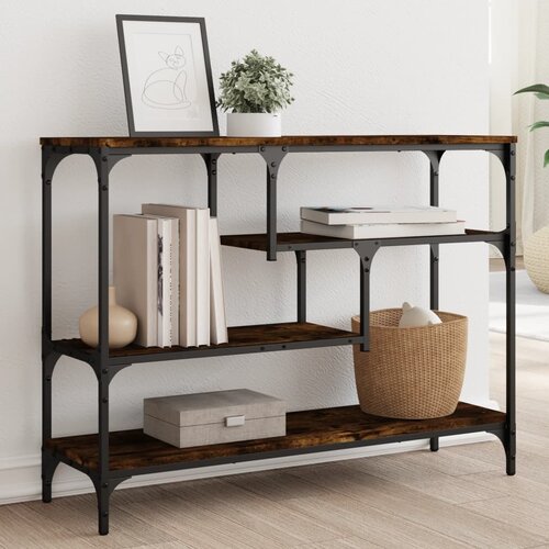  The Living Store Konzolna mizica dimljen hrast 100x30x75 cm inženirski les - Konzolna Mizica, (21502388) Slike