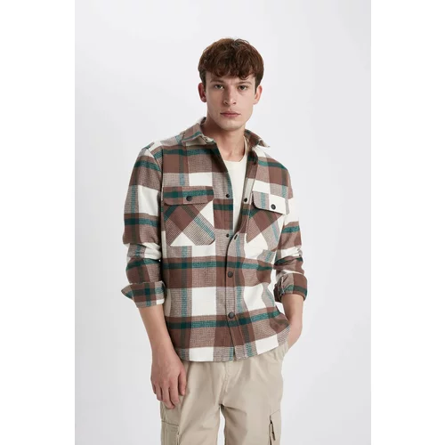 Defacto Relax Fit Cotton Plaid Long Sleeve Shirt