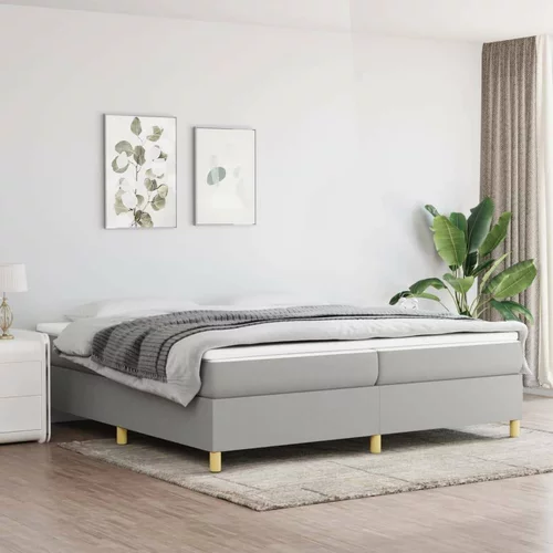  Box spring postelja z vzmetnico svetlo siva 200x200 cm blago, (20726774)