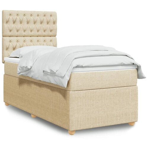 vidaXL Krevet s oprugama i madracem krem 90 x 200 cm od tkanine Cijene