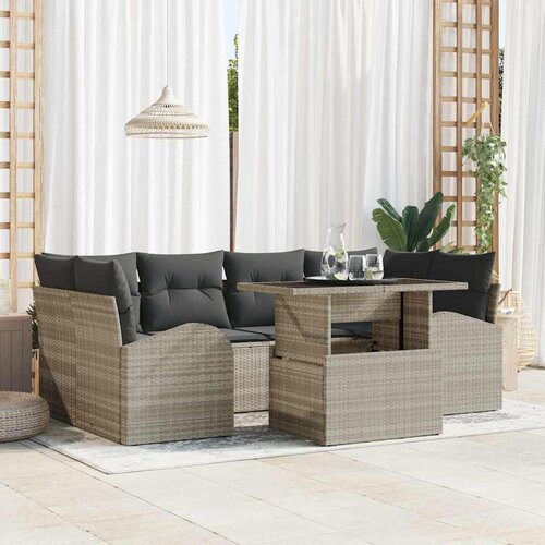  Sjedeća garnitura za vrt 7 kom. Svijetlo siva Poli Ratan Svjetlosiva 234 x 124 x 85 cm Cijene