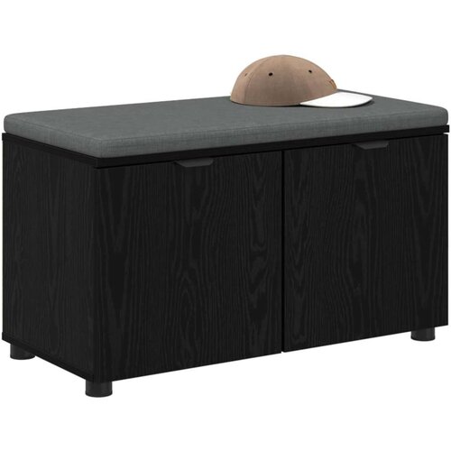  Klupa za hodnik s jastukom s vratima Crni hrast 80 x 38 x 46 cm Slike