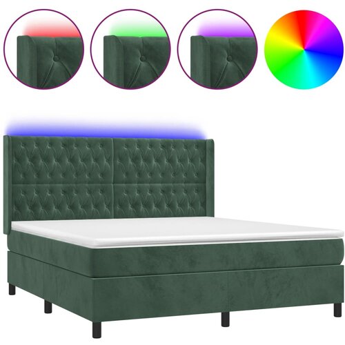Maison Chic Box spring postelja - Vzmetna postelja z vzmetnico LED tem. zelena 160x200cm žamet SL22496, (21891980) Cene
