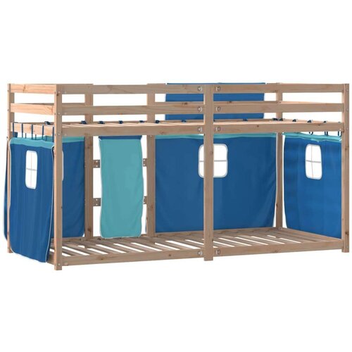  Krevet na kat sa zavjesama plavi 80x200 cm od masivne borovine Slike