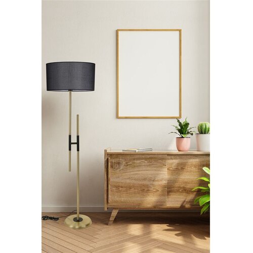 Opviq Felix Eskitme Lambader Silindir Hasır Siyah Abajurlu Black Floor Lamp Cene