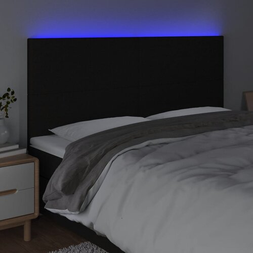 LED uzglavlje crno 160x5x118/128 cm od tkanine Slike