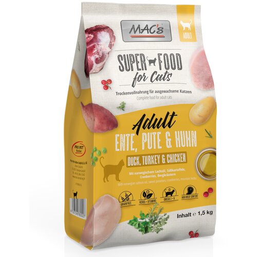  Poskusno pakiranje MAC's Superfood for Cats Adult - 3 x 1,5 kg Cijene