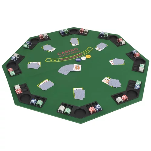 vidaXL Zložljivo poker namizje za 8 igralcev osemkotno zelen