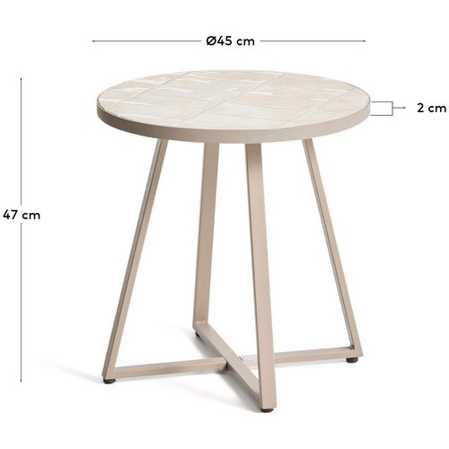 Kave Home Okrugao vrtni stolić s keramičkom daskom &amp;oslash; 45 cm Tella &amp;ndash; Slike