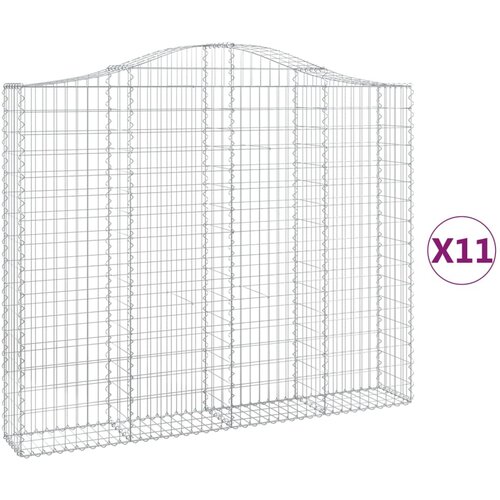vidaXL Obokane gabion košare 11kosi 200x30x160/180 cm pocinkano železo, (21000153) Cene
