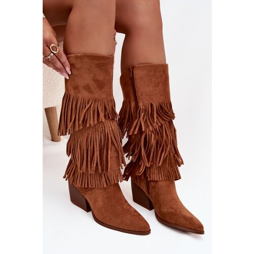 Boto Insulated Cowboy Boots Women&amp;#039;s With Fringes Camel Brivina Slike