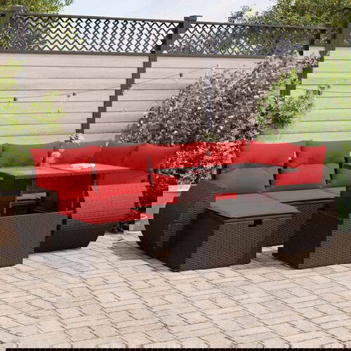 VidaXL 7-dijelni set vrtnih sofa od poliratana s jastucima crni bagrem Slike