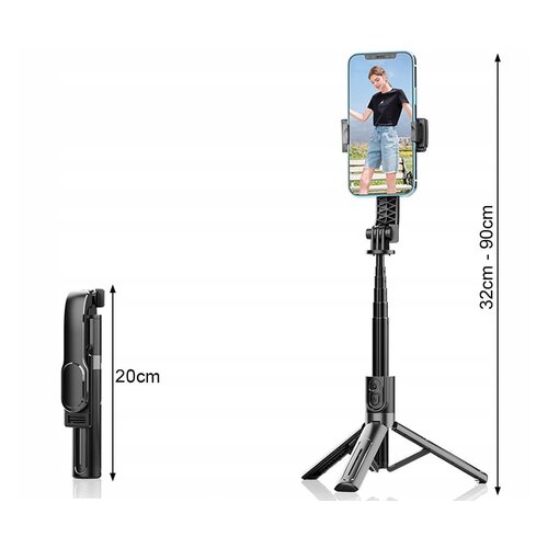  3u1 univerzalni teleskopski selfie stick i tronožac bluetooth daljinski 90cm Slike