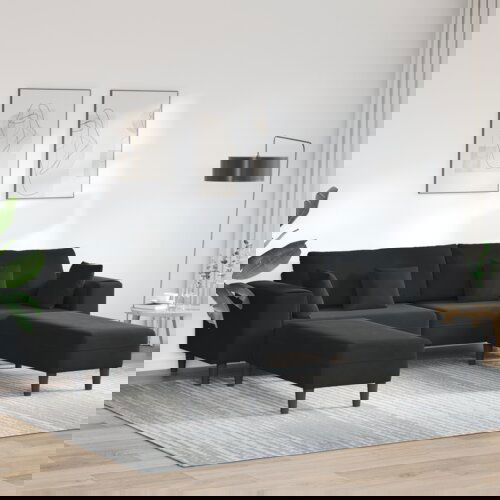 VidaXL Bar&amp;scaron;unasta sofa s jastukom s jastukom 3 pcs Crna 208 cm Bar&amp;scaron;un Slike