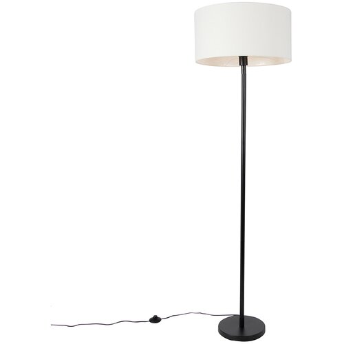 QAZQA Stoječa svetilka črna s senčnikom bela 50 cm - Simplo Slike