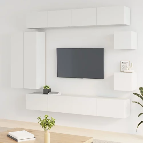 vidaXL Komplet TV omaric 8-delni bel konstruiran les