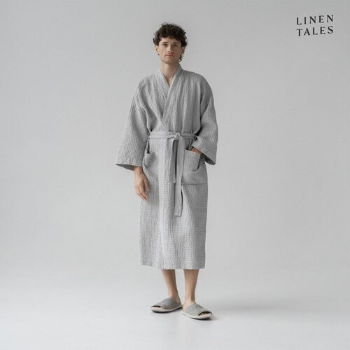 Linen Tales Svetlo siv kopalni plašč velikosti L/XL Honeycomb – Linen Tales Cene