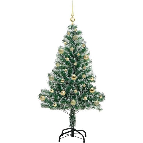 VidaXL Umjetno Božićno Drvo s Snježnim Flokom i LED Svjetlom 150 cm Slike