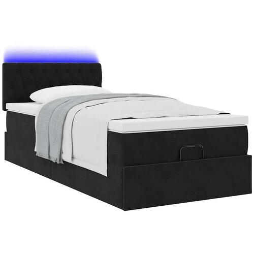 VidaXL otomanski okvir kreveta s madraca crni 100x200cm bar&amp;scaron;unasti Slike