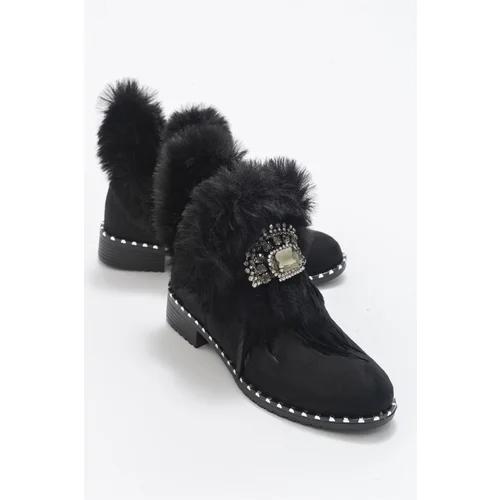 LuviShoes Abuse Women's Black Suede & Shearling Boots