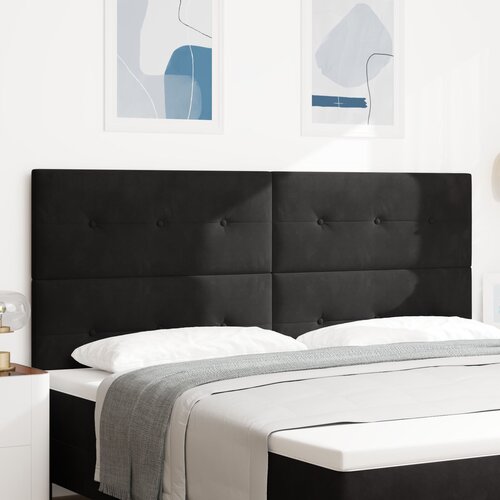 VidaXL LED vzglavnik Črna 100 cm Žamet Slike