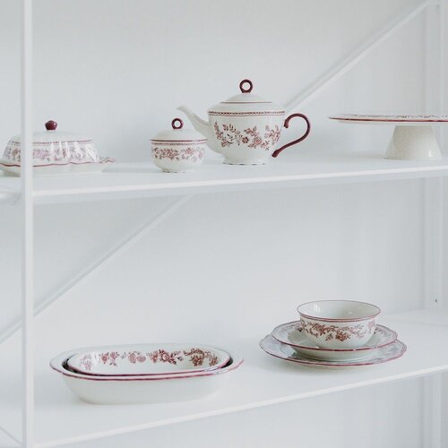 S|P Collection Bordo rdeča/slonoko&amp;scaron;čena porcelanasta posoda za maslo Cyril &amp;ndash; Slike