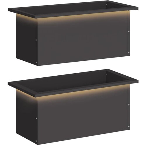  Vrtna posuda za sadnju s LED svjetlom 2 kom. Crna - Crna 30 x 60 x 30 cm 2 Slike