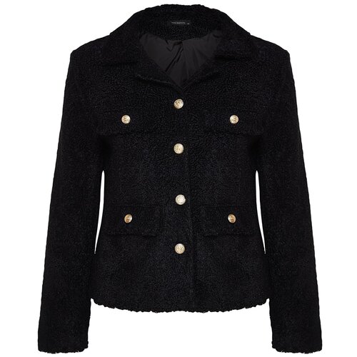 Trendyol Black Gold Button Detailed Plush Coat Cijene