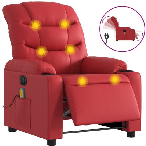 Maison Chic Električni masažni naslanjač - Relax naslanjač rdeče umetno usnje, (22134923) Cene