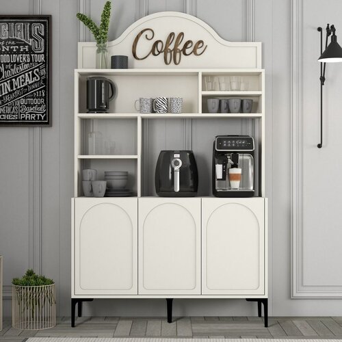 Hanah home komoda lyon 120 - cream, black creamblack coffee bar cabinet Cene