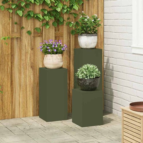  Stalak za biljke 3 pcs Maslinovo zelena Čelik Cene