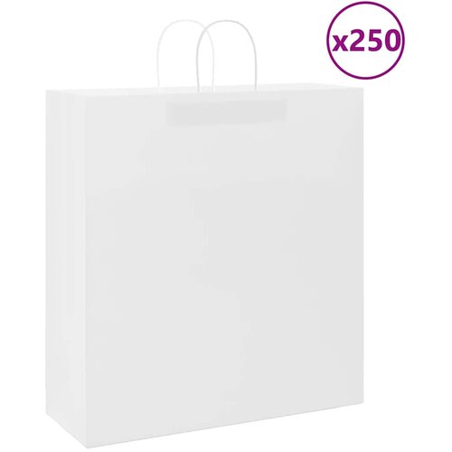 VidaXL Papirnate vrečke 250 kosov z ročaji bela 45x17x48 cm Slike