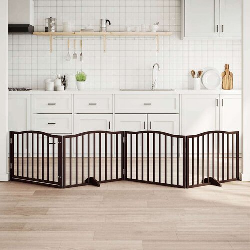 vidaXL Ograda za pse z vrati zložljiva 4 paneli rjava 320cm topolovina Cene