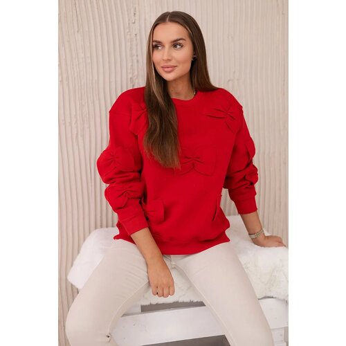 Kesi Insulated cotton sweatshirt with decorative bows Red Slike