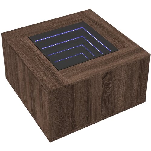  Stolić za kavu LED smeđa boja hrasta 60x60x40 cm drveni Slike
