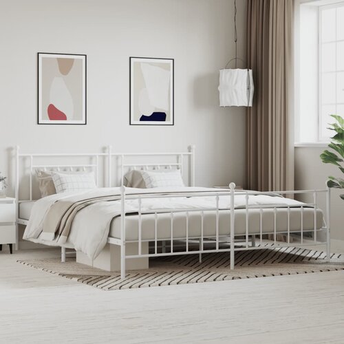 vidaXL Metalni okvir kreveta uzglavlje i podnožje bijeli 193x203 cm Cijene
