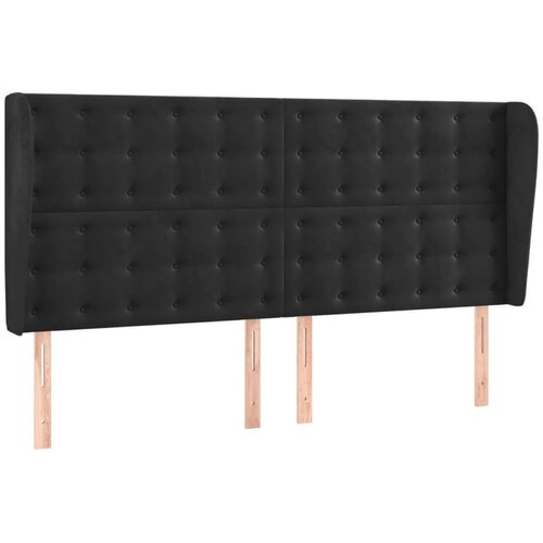 Maison Chic posteljno vzglavje - vzglavna omarica - nočna omarica z u&amp;scaron;esi črno 203x23x118/128 cm žamet, (21713402) Slike